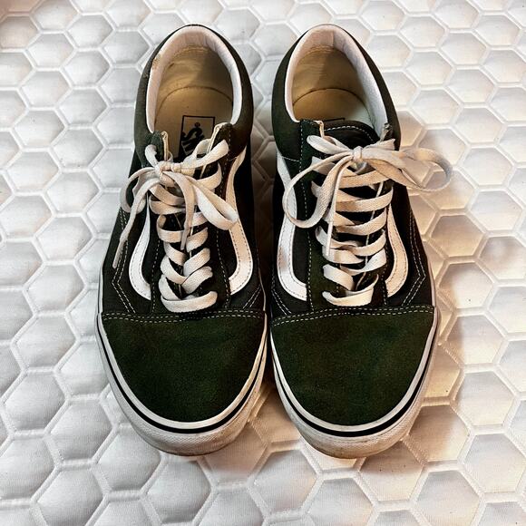 Vans Old Skool Olive Green White Men’s Size 10 Classic Skate Shoes - Picture 5 of 7